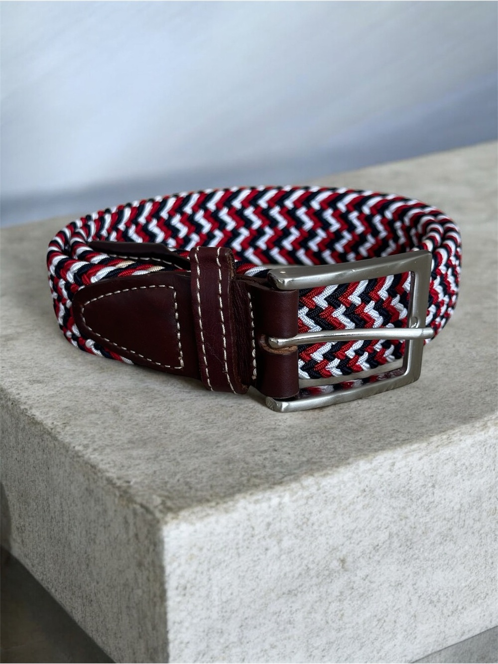 YRI braided Belt size M Solid Brass buckle Leather USA Made $68